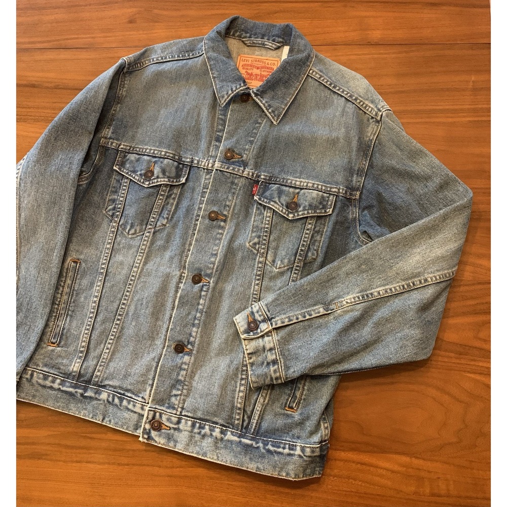 Vintage Levis Standard Trucker Denim Jean Jacket Mens Large 70507 Blue Y2K